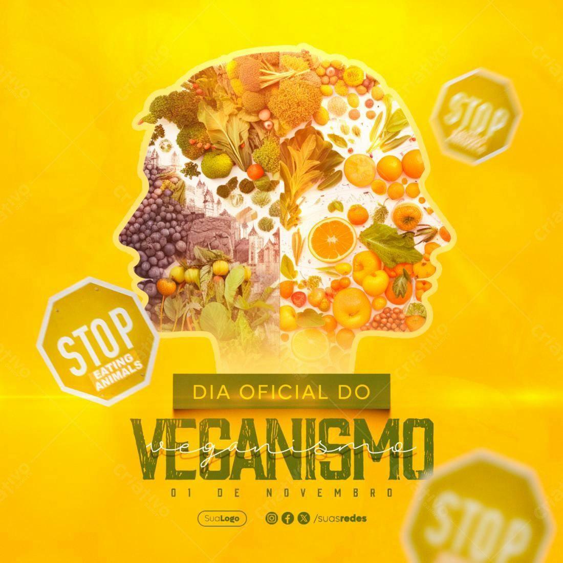 Flyer Dia Mundial do Veganismo PSD Editável