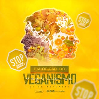 Dia do veganismo 01 de novembro social media post feed editável