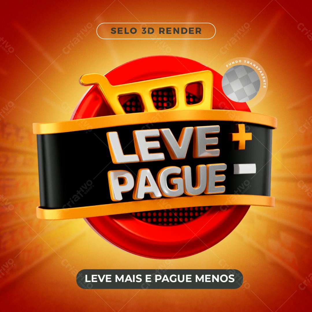 Selo 3D promocional vermelho e dourado carrinho de compras