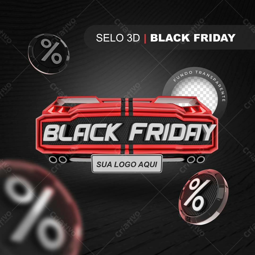 Selo 3D Black Friday Vermelho e Preto
