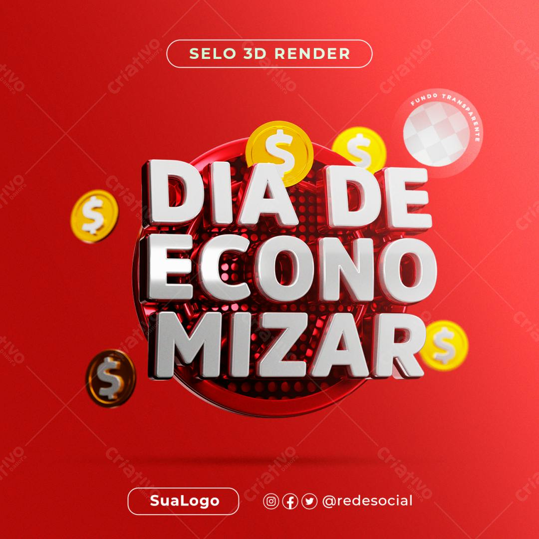 Selo 3D promocional vermelho e prata metálico