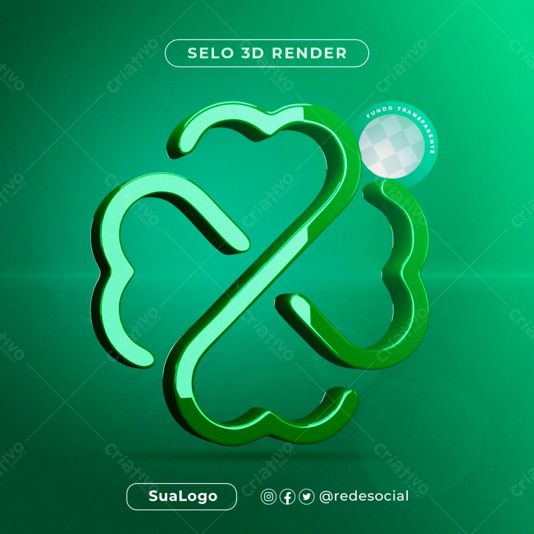 Selo 3D decorativo verde brilhante