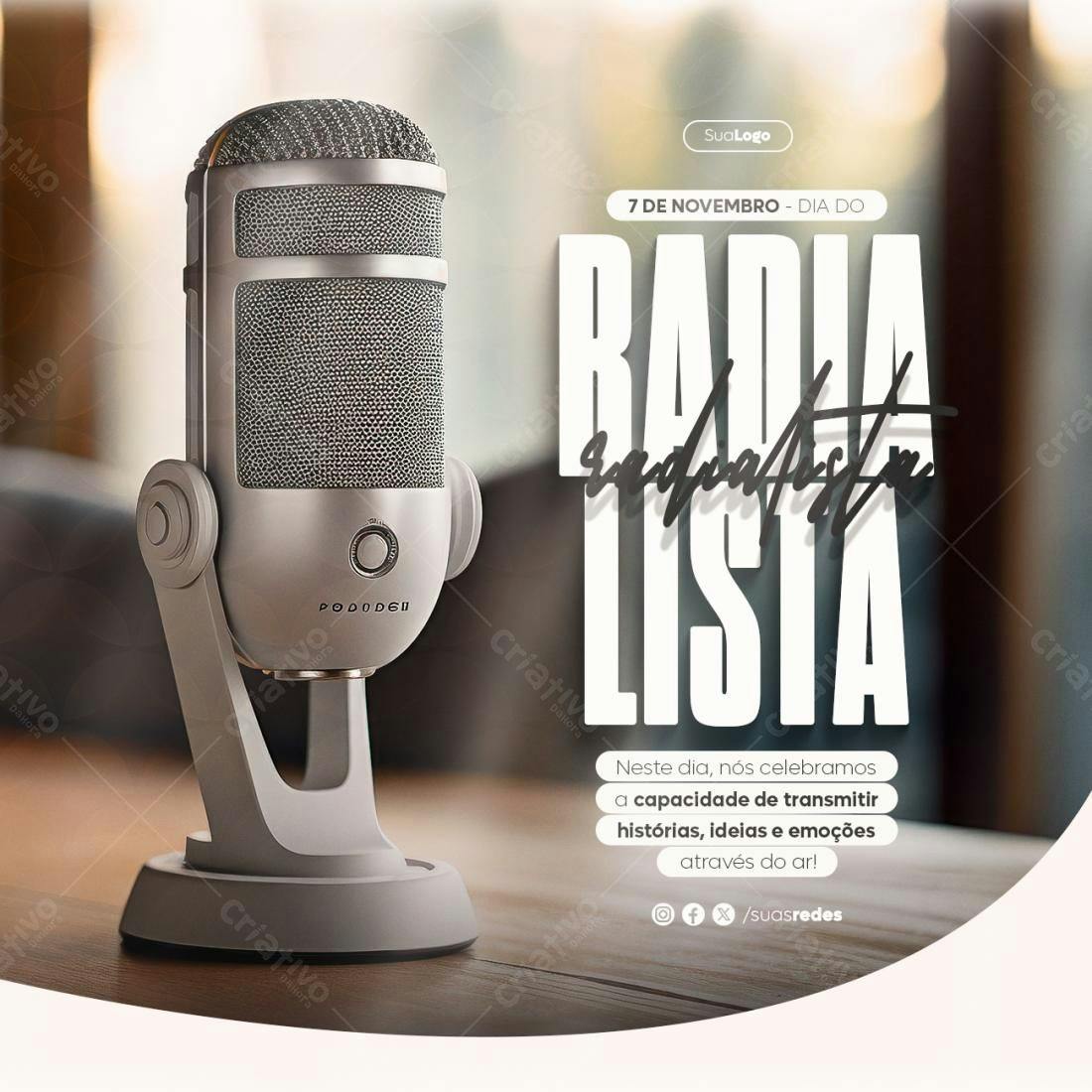 Flyer Dia do Rádio PSD Editável