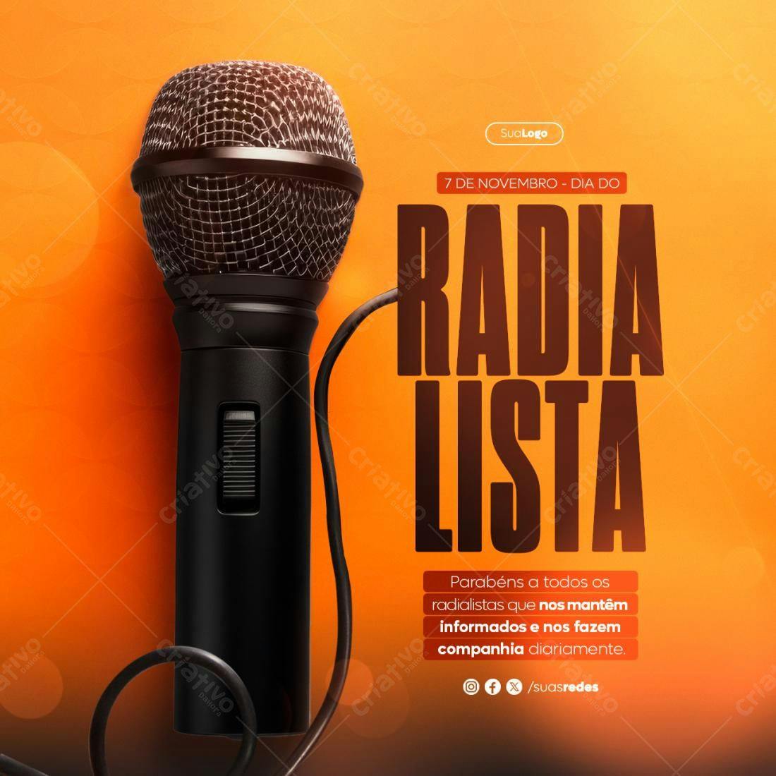 Post para o Dia do Radialista PSD Editável