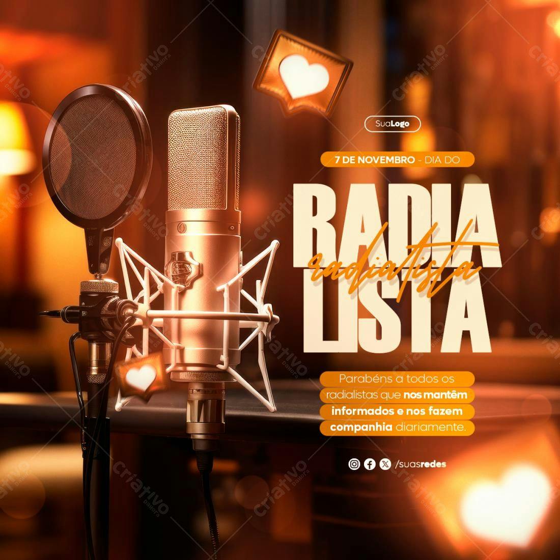 Flyer Dia do Radialista PSD Editável