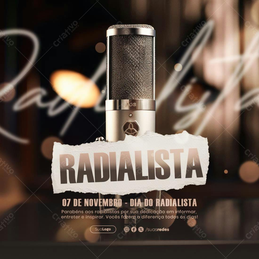Flyer Dia do Radialista PSD Editável