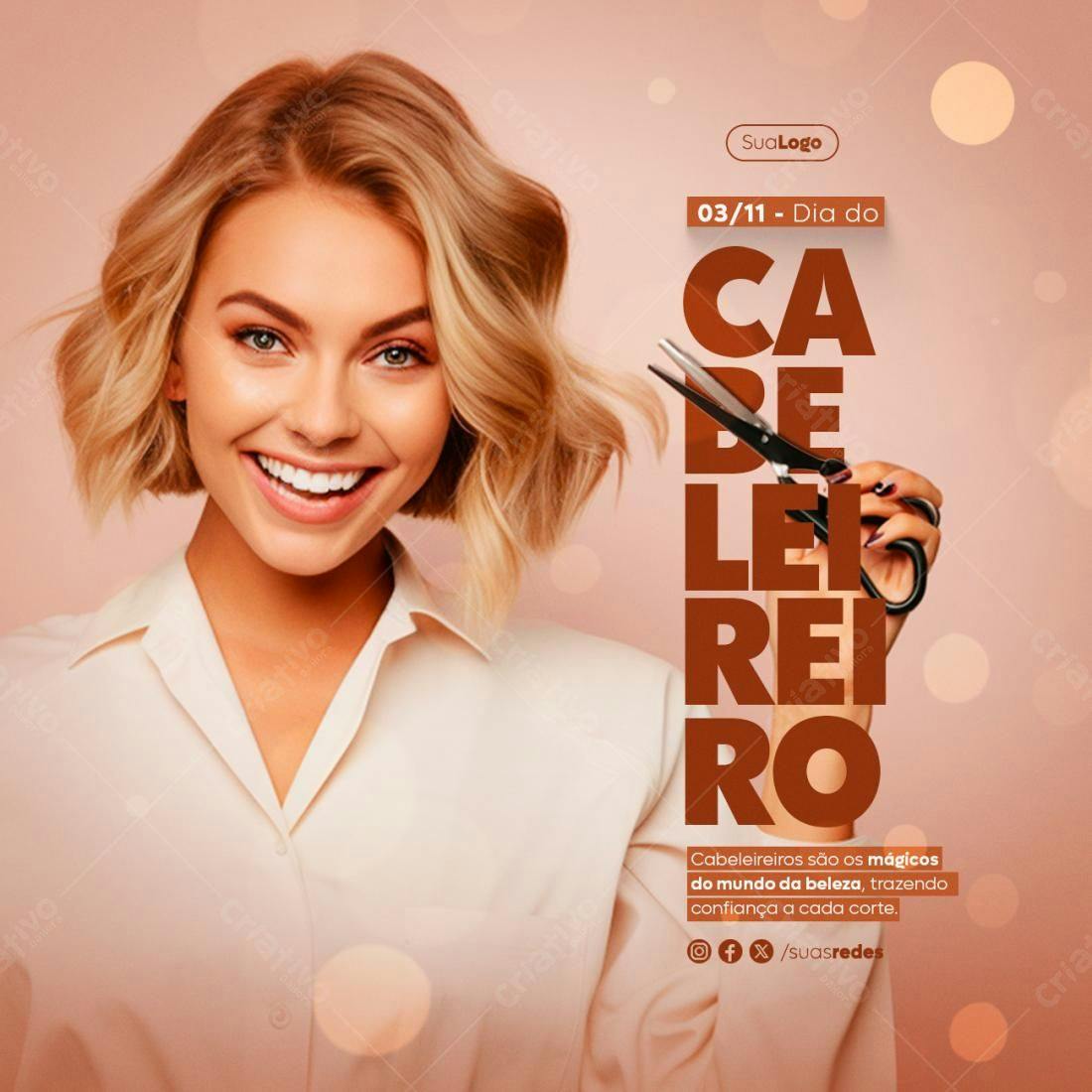 Flyer Dia do Cabeleireiro PSD Editável