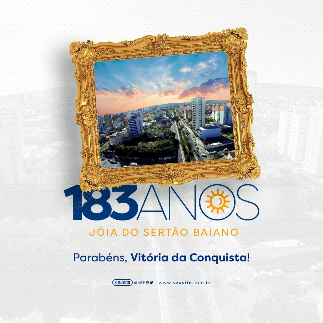 Flyer Aniversário 183 Anos Vitória da Conquista PSD Editável