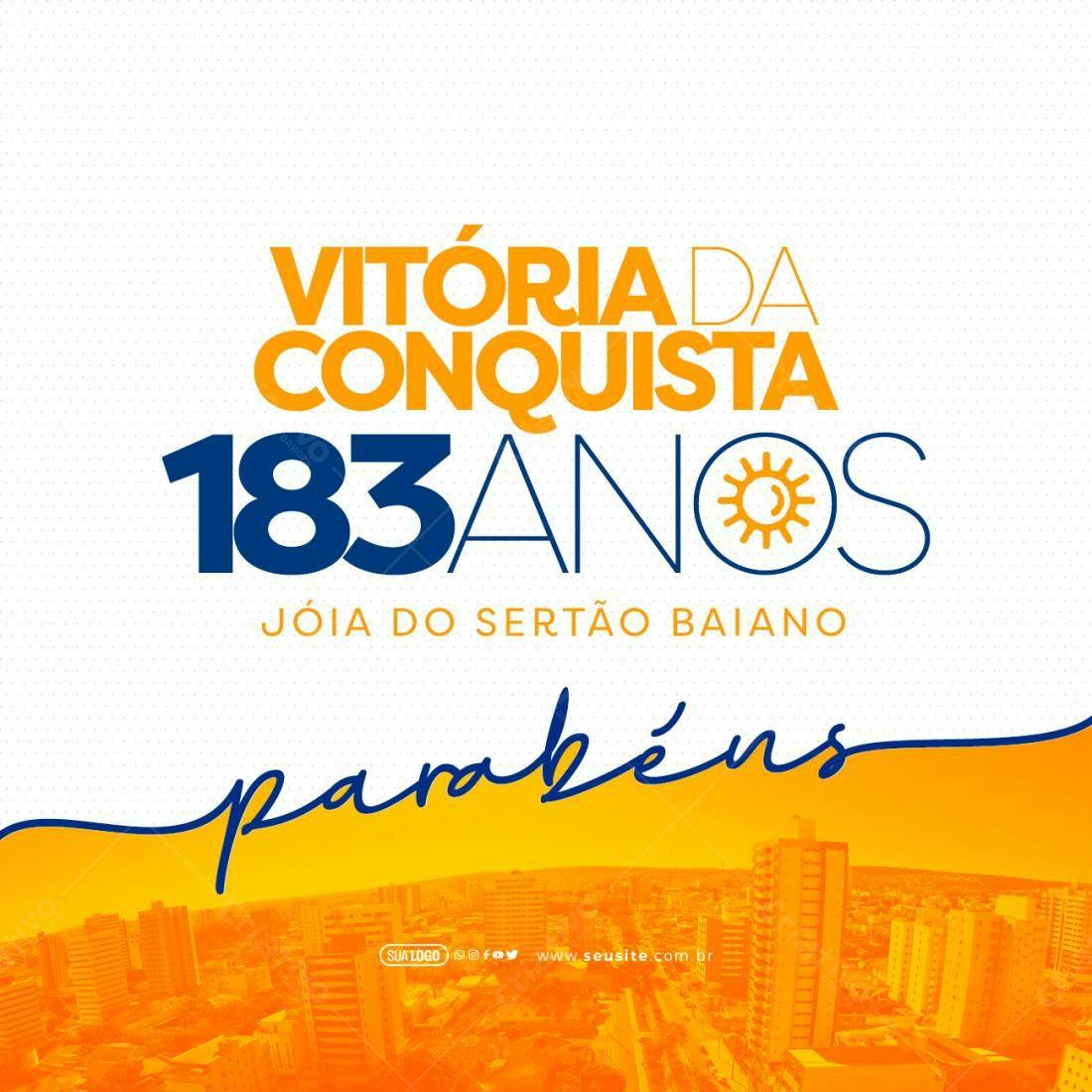 Postagem Aniversário Vitória da Conquista 183 anos PSD Editável