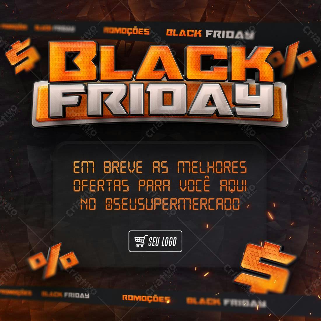 Flyer Black Friday para Supermercado PSD Editável