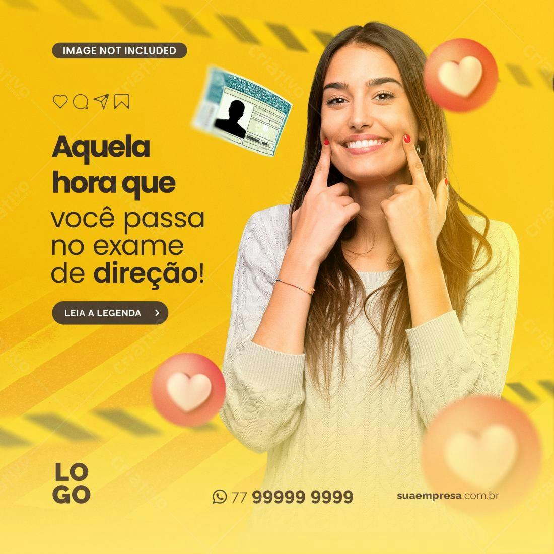 Post para Redes Sociais sobre Aprovação na Carteira de Habilitação PSD Editável