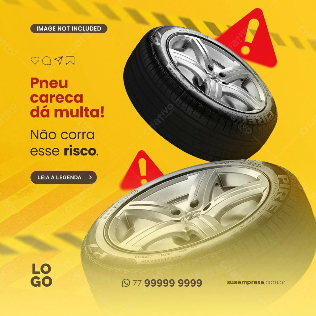 Post para Redes Sociais Pneu Careca PSD Editável