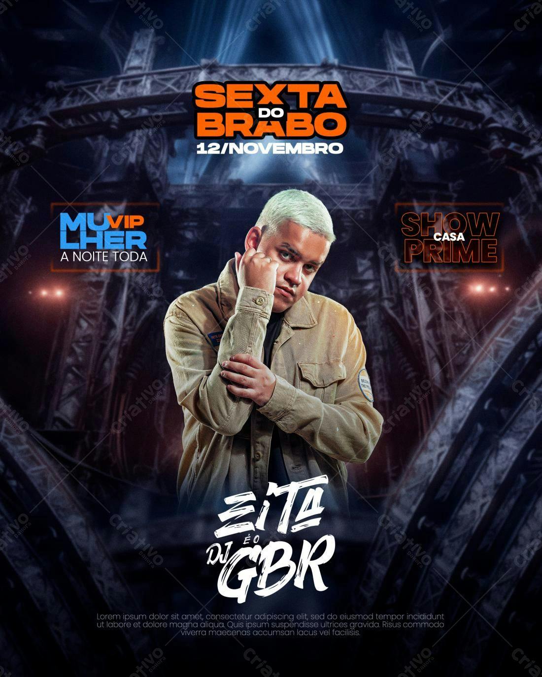 Flyer Sexta do Brabo DJ GBR PSD Editável