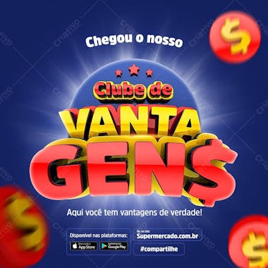 Clube de vantagens posição selo 3d supermercado