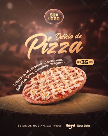 Post Story Pizzaria Vamos de Pizza Hoje Social Media PSD Editável