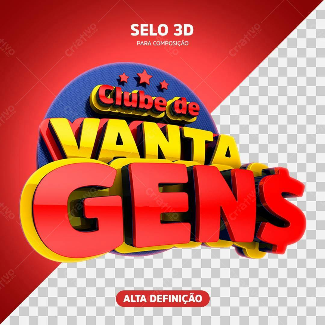 Selo 3D promocional vermelho e amarelo