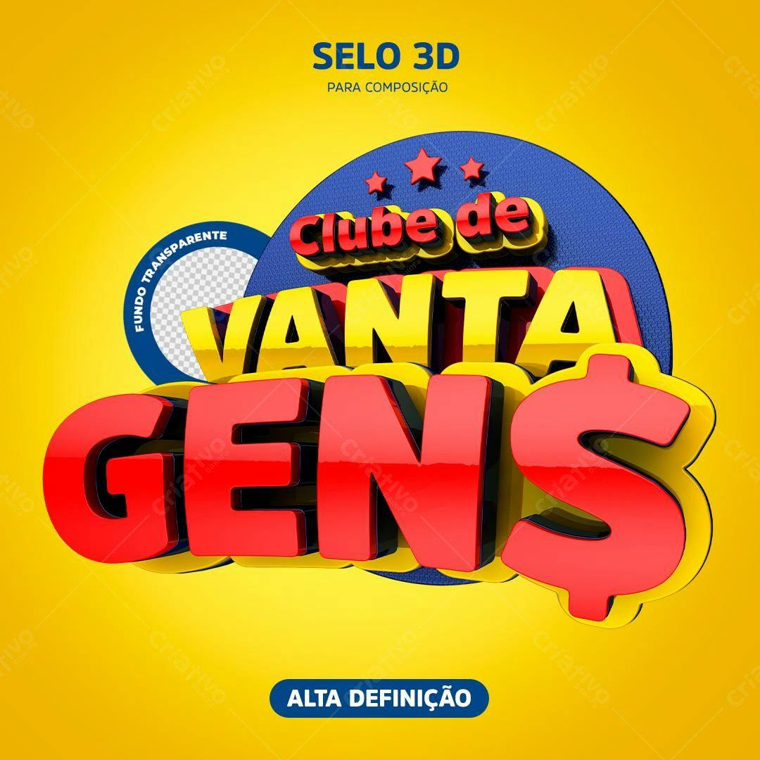 Selo 3D promocional vermelho e amarelo