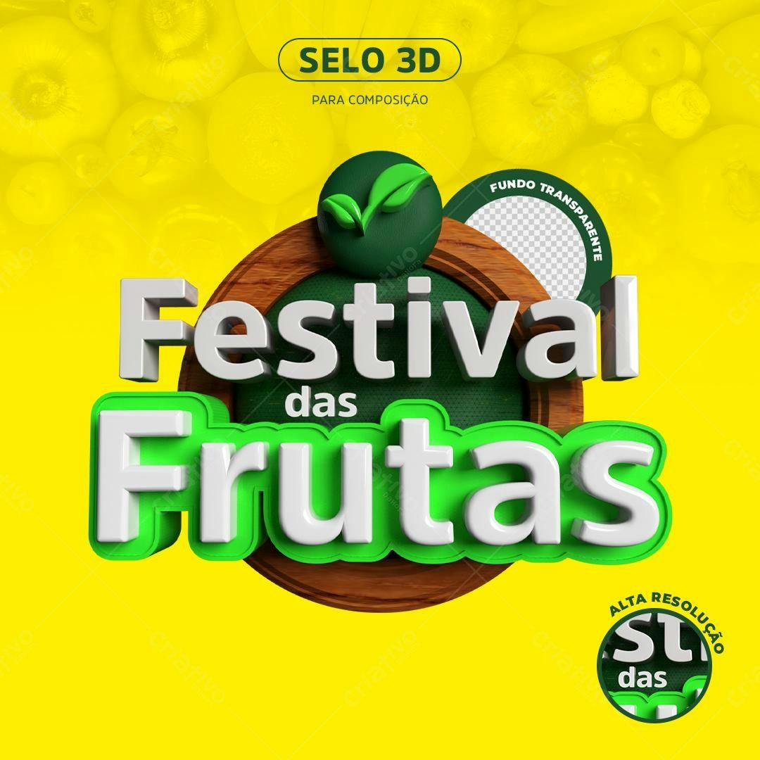 Selo 3D evento frutas verde e branco