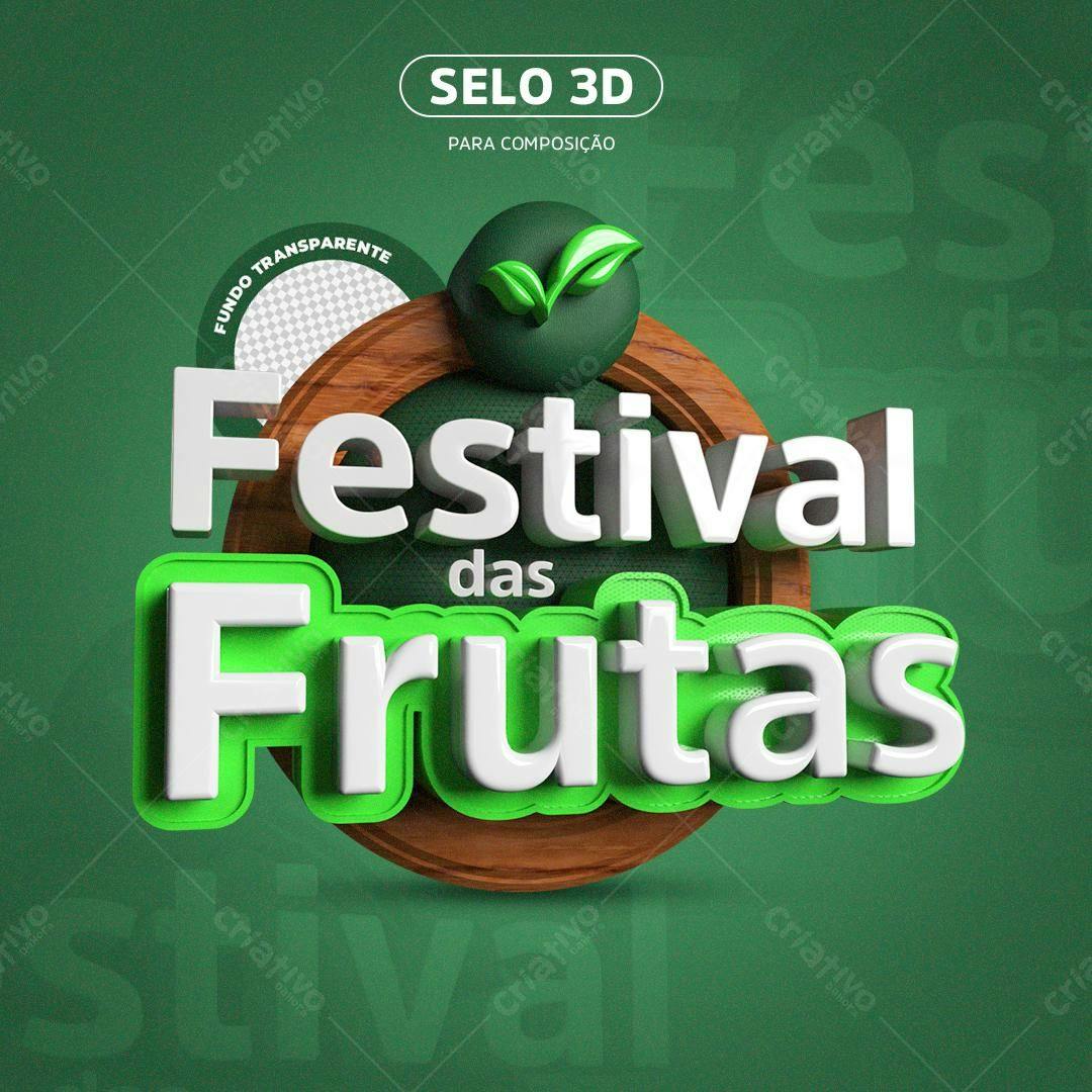 Selo 3D evento frutas verde e branco