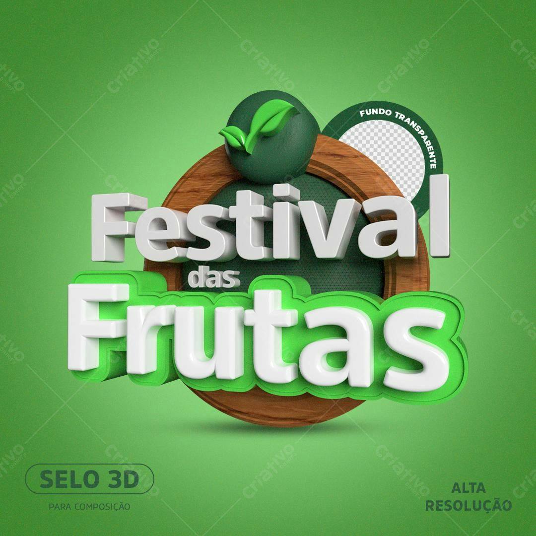 Selo 3D evento frutas verde e branco