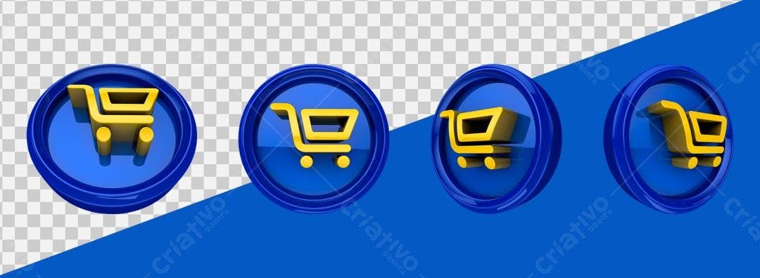 Icone Carrinho de Compras Azul e Amarelo PNG com fundo transparente