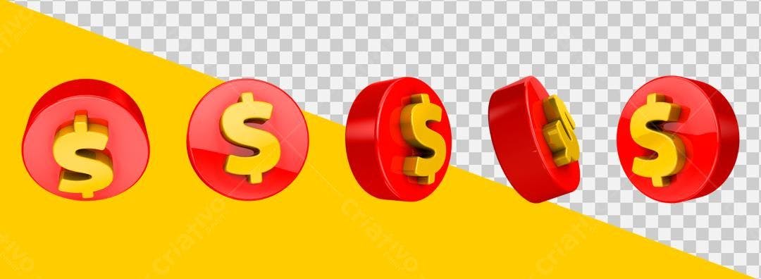 Icone Dinheiro Vermelho e Amarelo PNG com fundo transparente