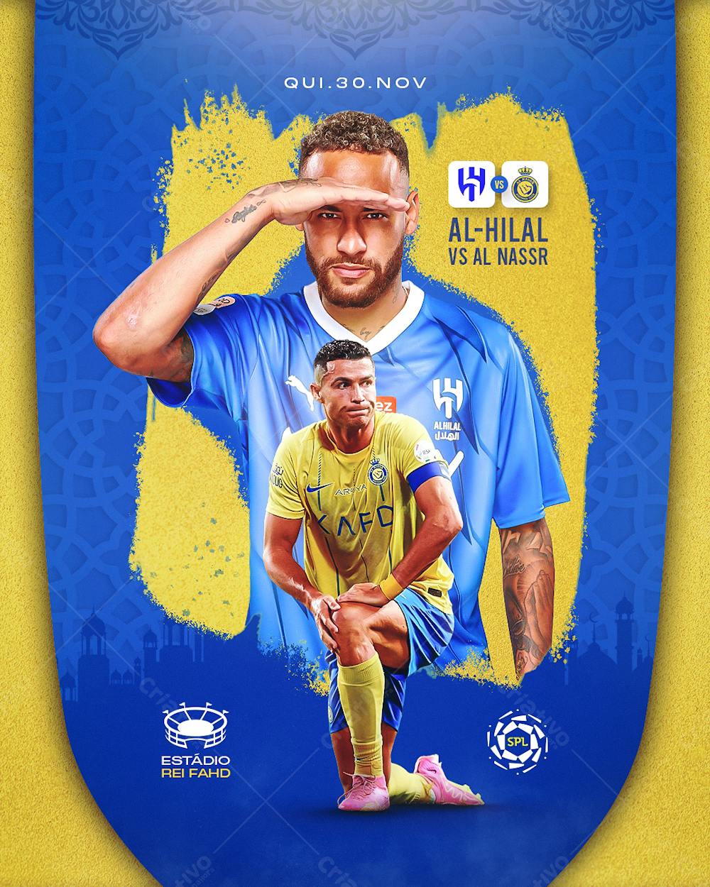 Post Futebol Al-Hilal X Al Nassr Feed PSD editável