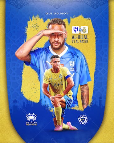 Post Futebol Al-Hilal X Al Nassr Feed PSD Editável