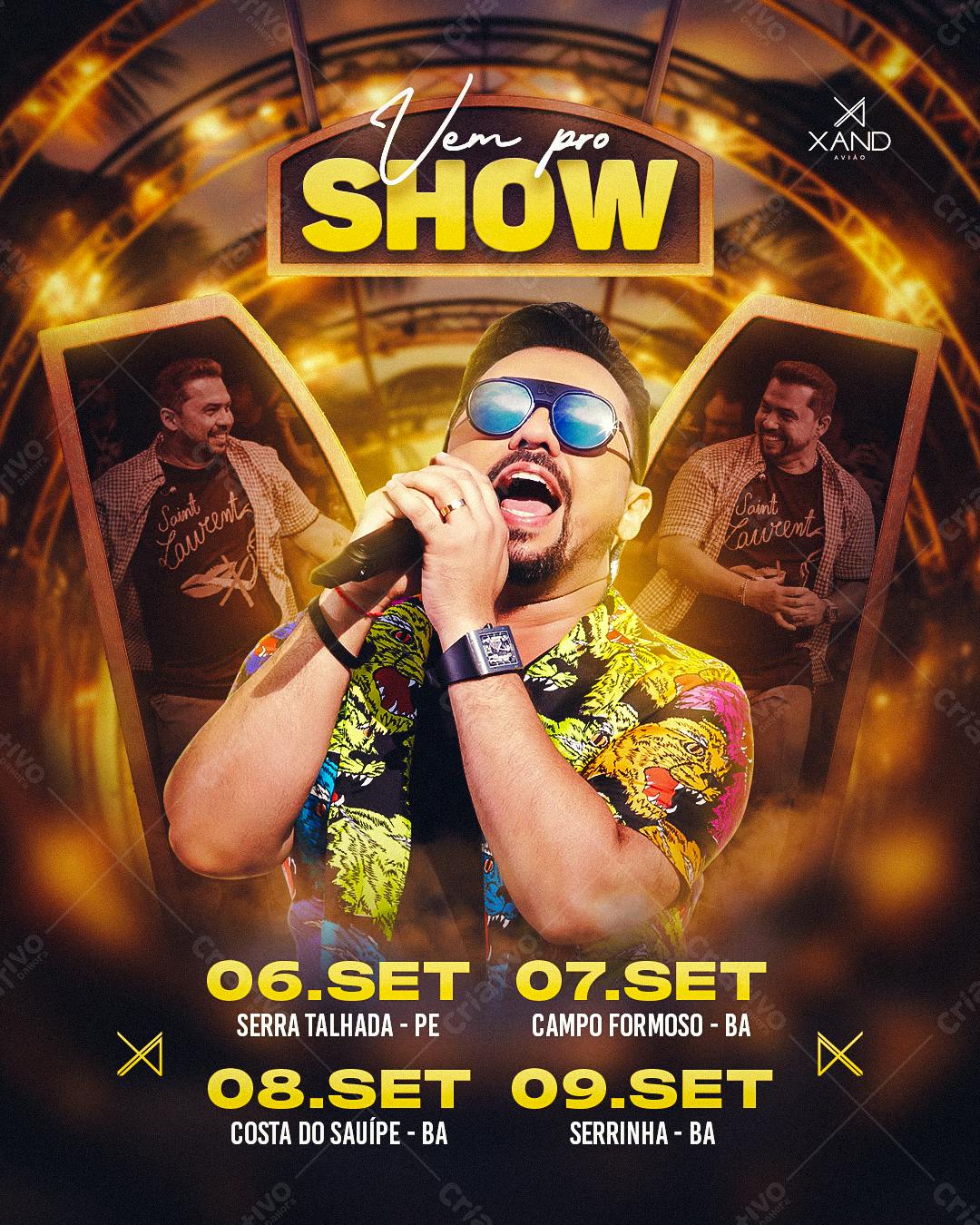 Flyer para Show Musical de Xand Avião PSD Editável
