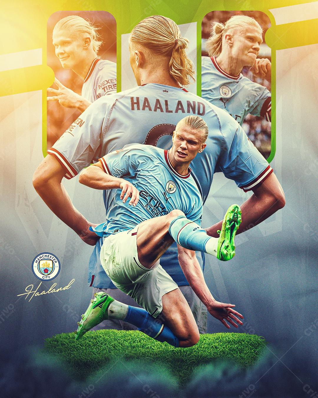 Poster Erling Haaland Manchester City PSD Editável