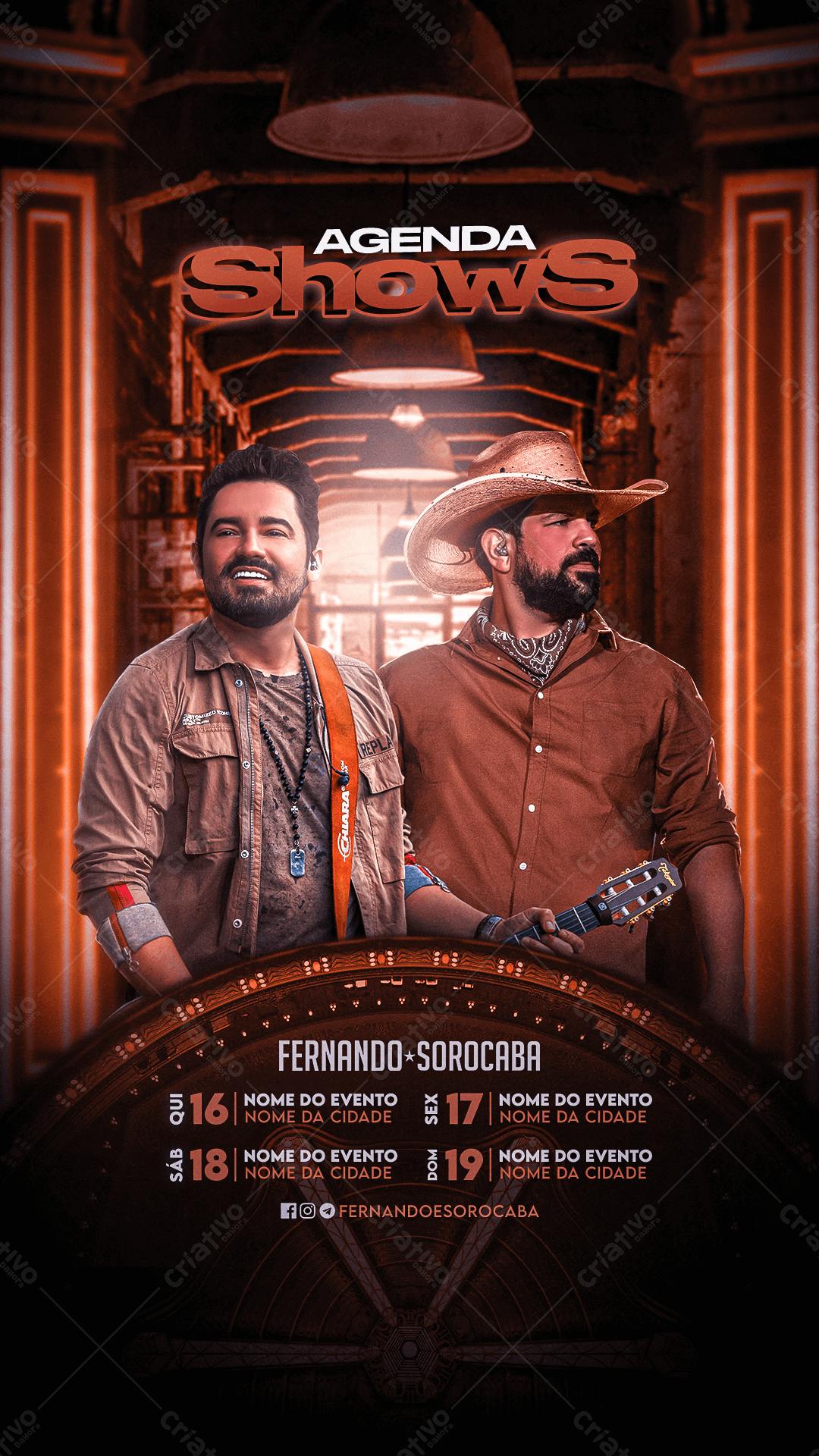 Flyer para Show Fernando e Sorocaba PSD Editável
