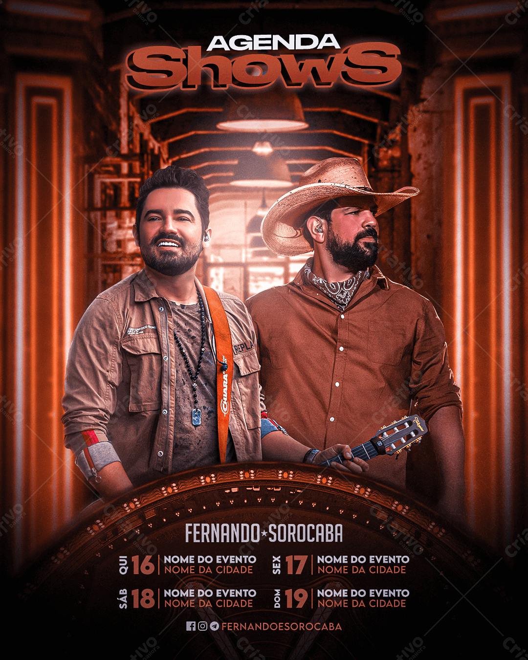 Flyer para Shows Fernando e Sorocaba PSD Editável