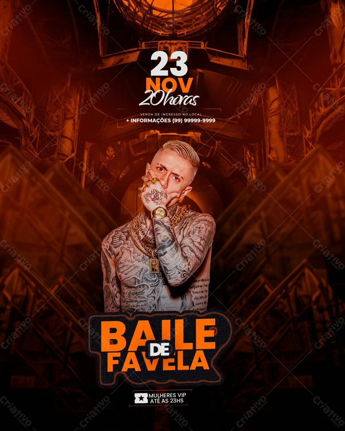 Flyer Baile de Favela PSD Editável