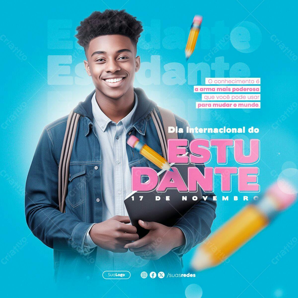 Post para o Dia do Estudante PSD Editável