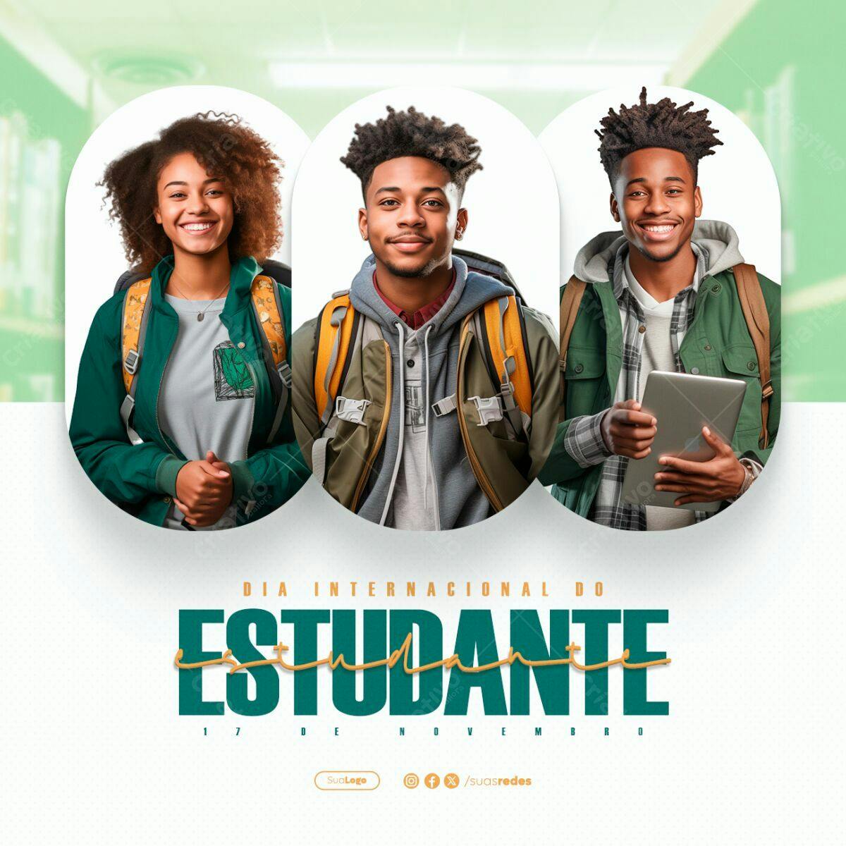 Flyer Dia Internacional do Estudante PSD Editável
