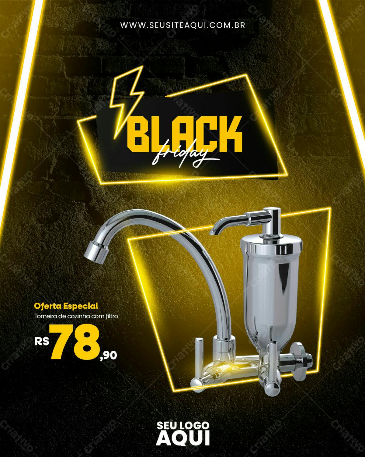 Flyer Black Friday Torneira PSD Editável