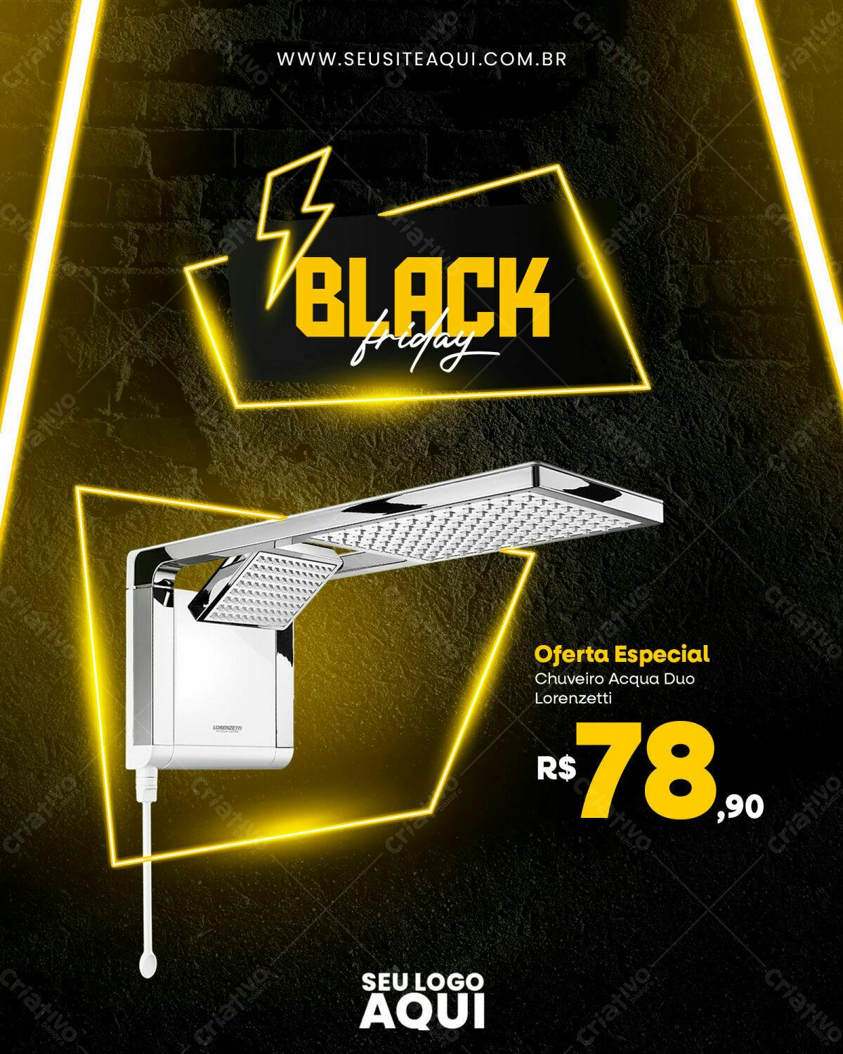 Flyer Black Friday Chuveiro Lorenzetti PSD Editável