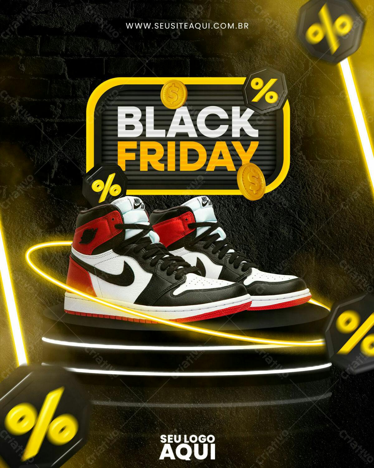 Flyer Black Friday Sapatos PSD Editável