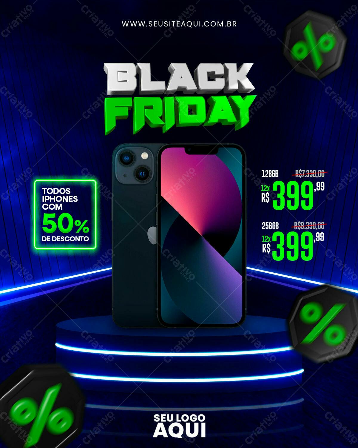 Flyer Black Friday com iPhone PSD Editável