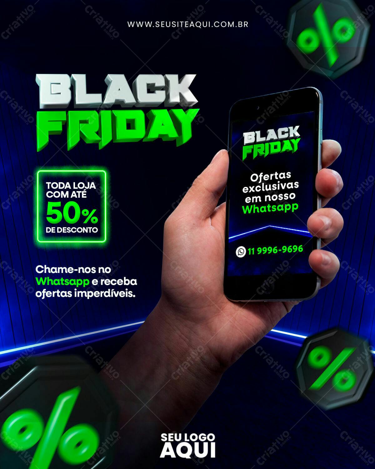 Flyer Black Friday com 50% de Desconto PSD Editável