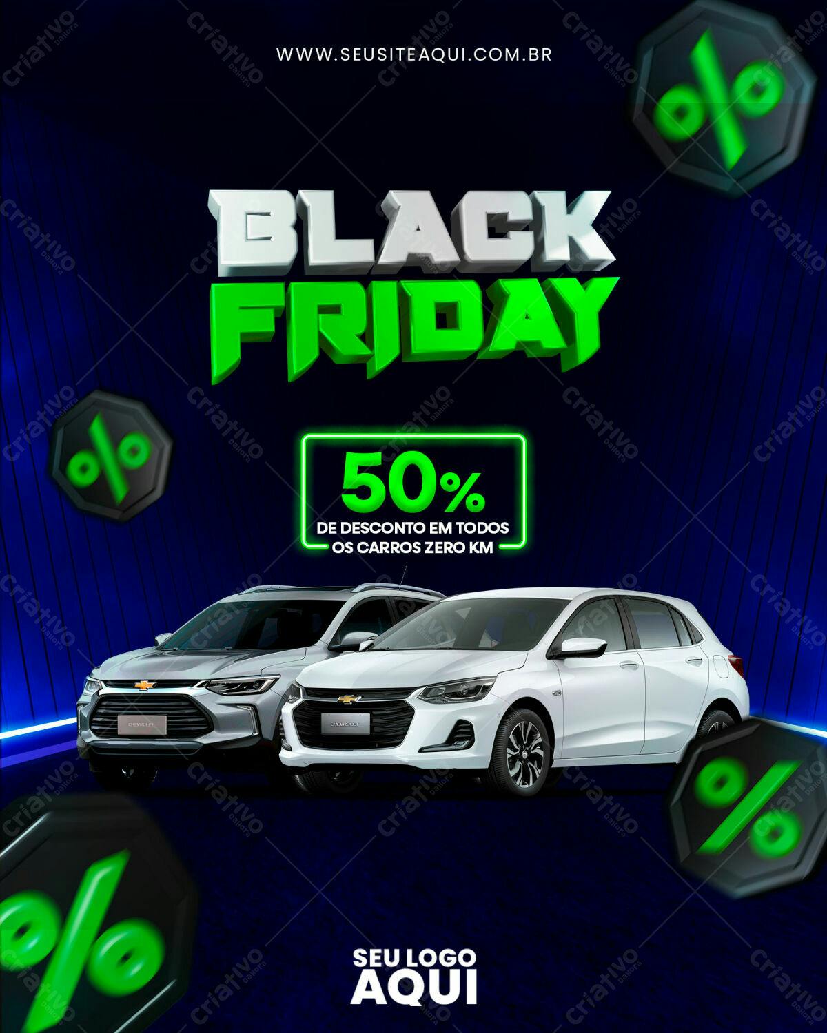 Flyer Black Friday 50% Desconto Carro Zero KM PSD Editável