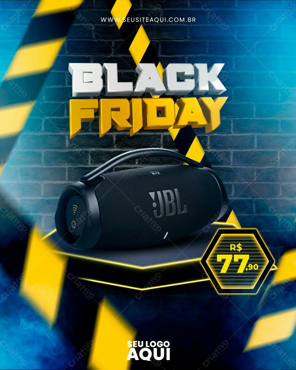 Flyer Black Friday com Caixas de Som JBL PSD Editável