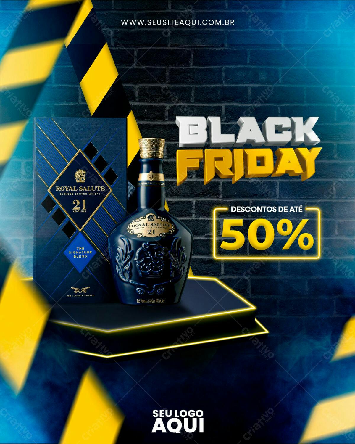 Flyer Black Friday com Whisky PSD Editável