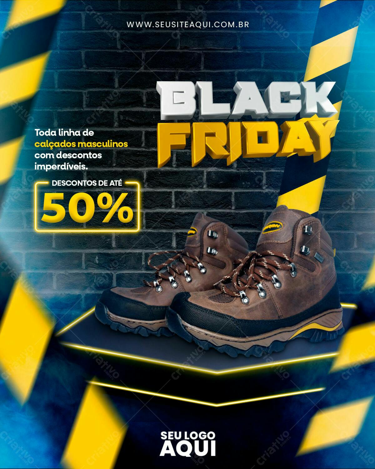 Flyer Black Friday Calçados Masculinos PSD Editável