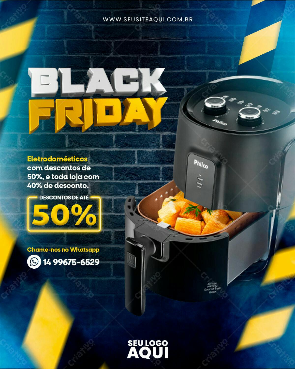 Flyer Black Friday Eletrodomésticos PSD Editável