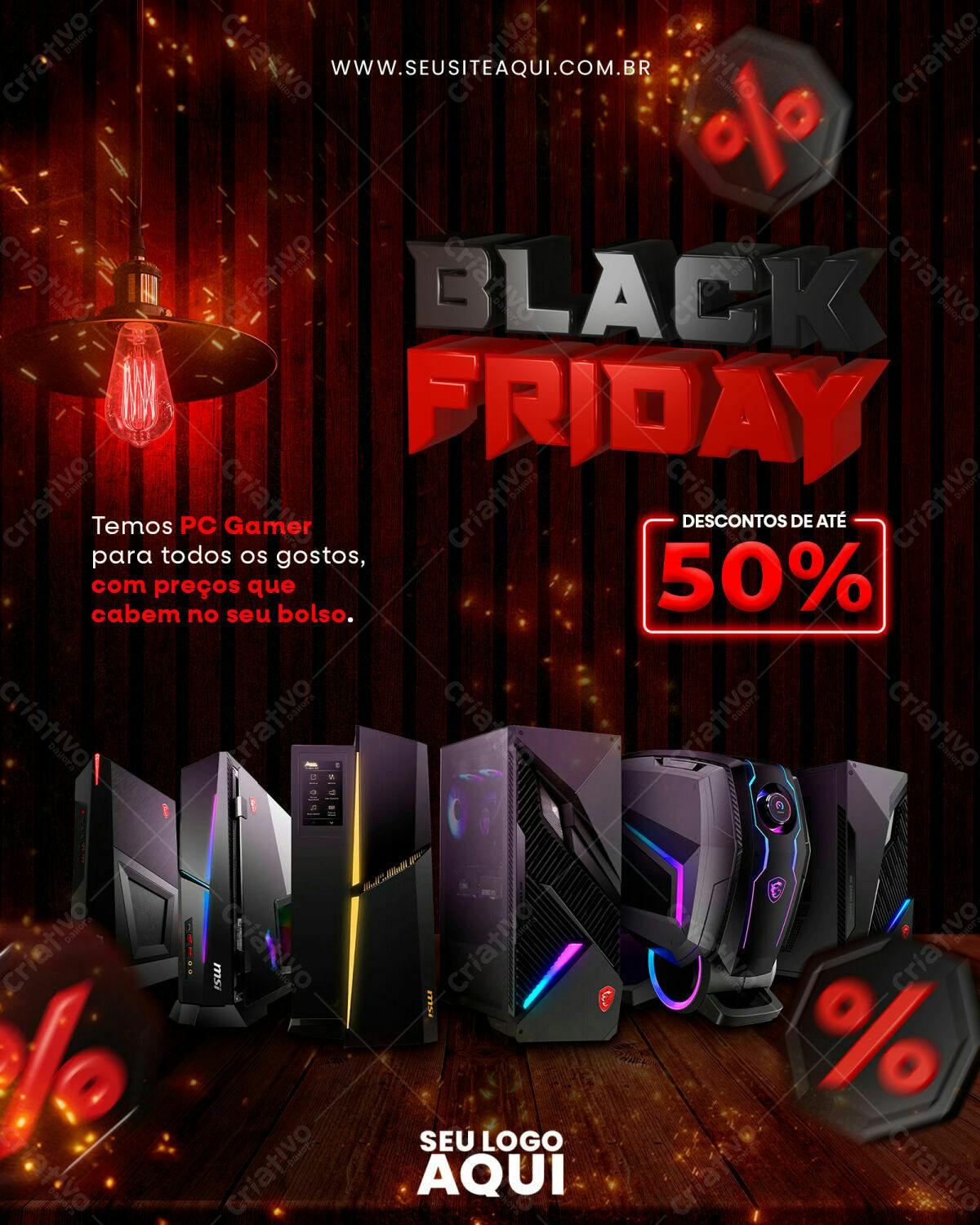 Flyer Black Friday para Promoção de PCs Gamer PSD Editável