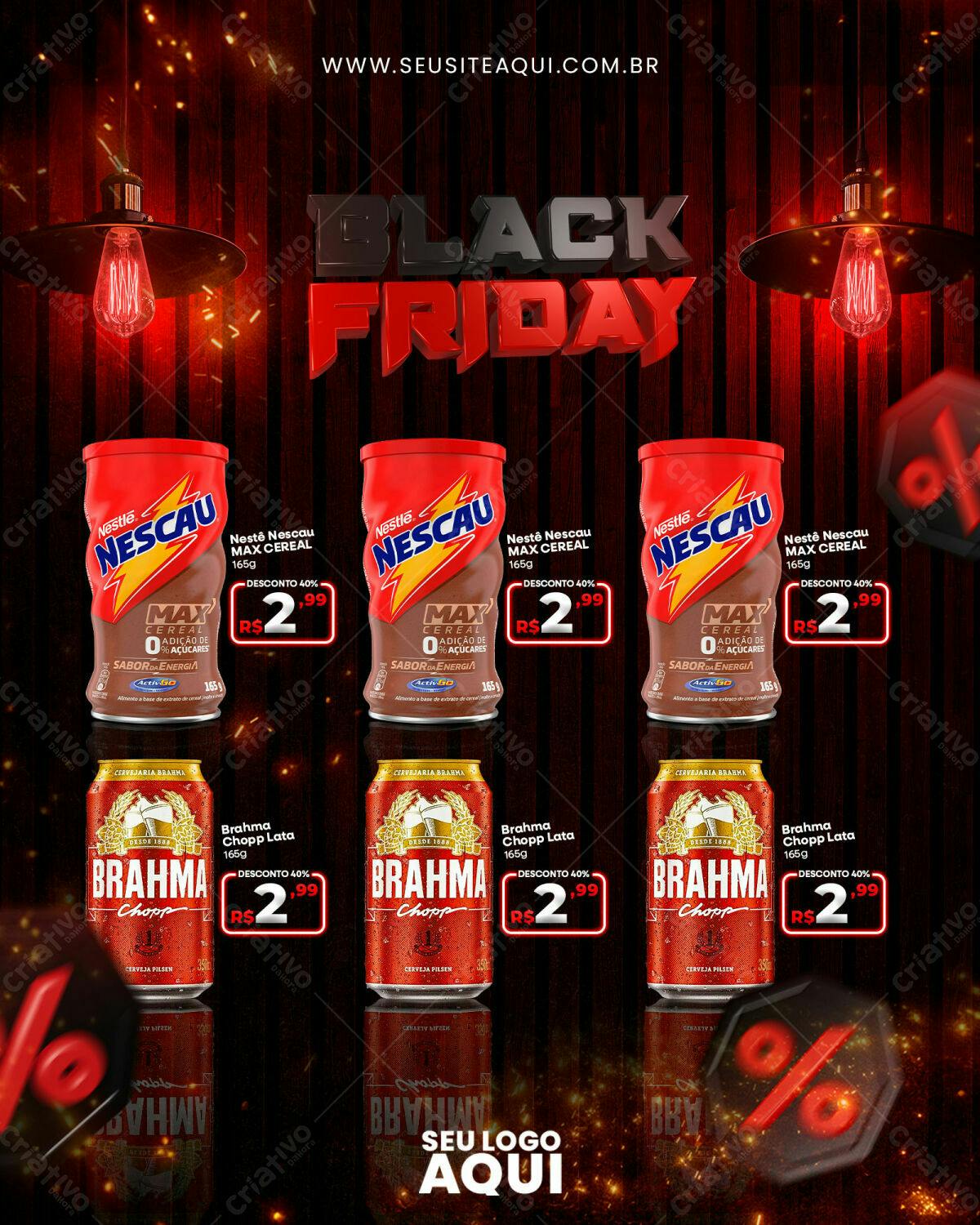 Flyer Black Friday Cerveja e Nescau PSD Editável