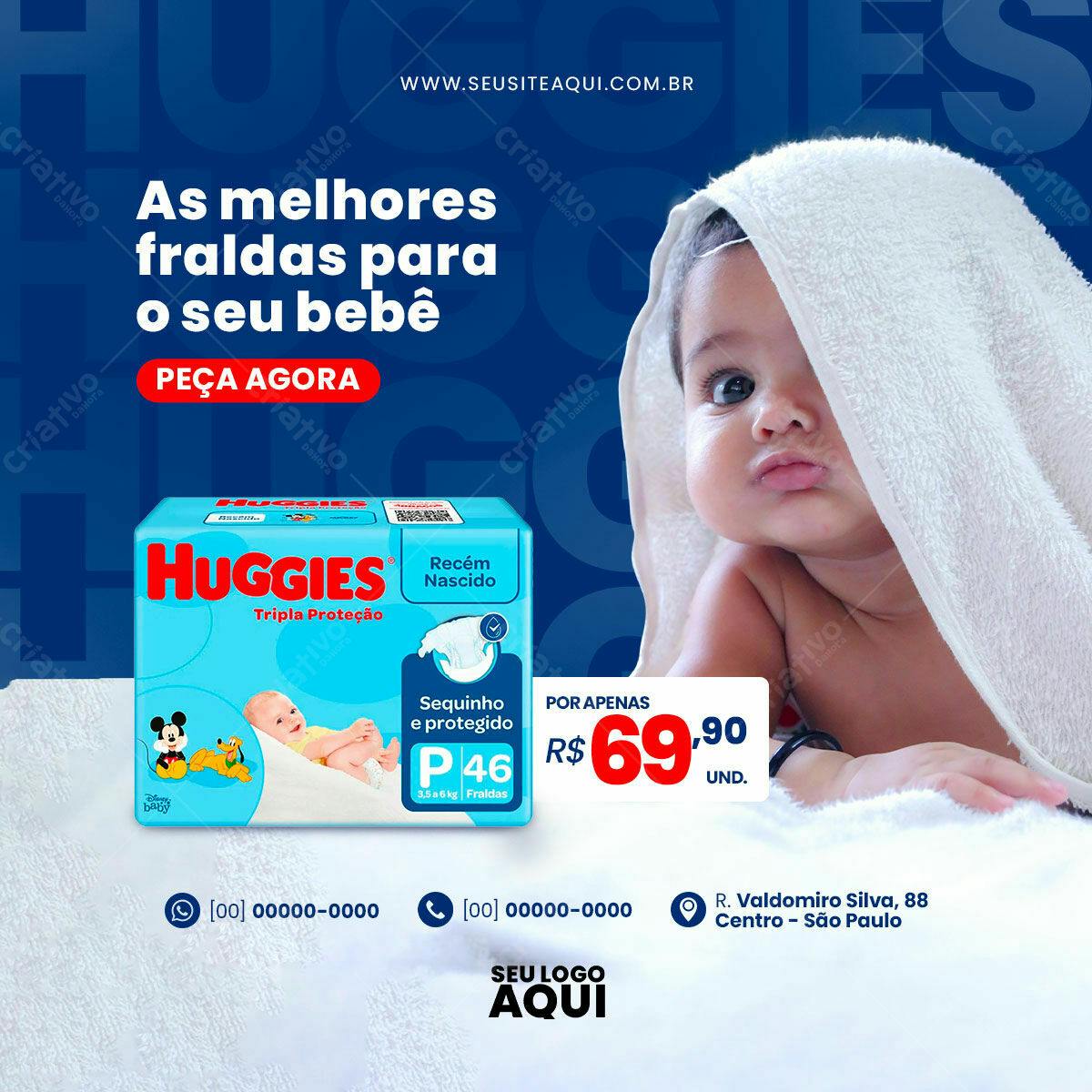 Flyer para Promoção de Fraldas Huggies PSD Editável