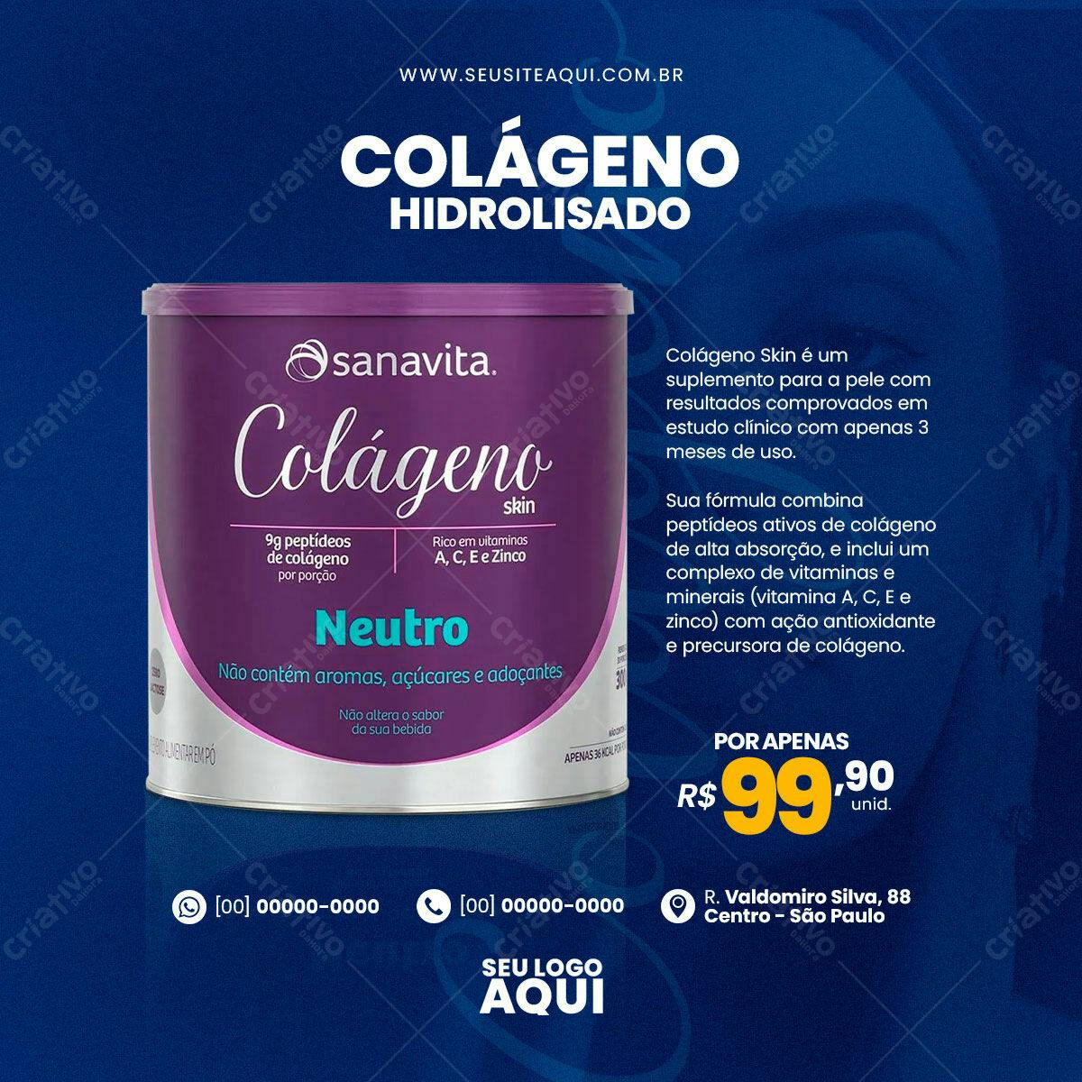 Postagem Colágeno Hidrolisado PSD Editável