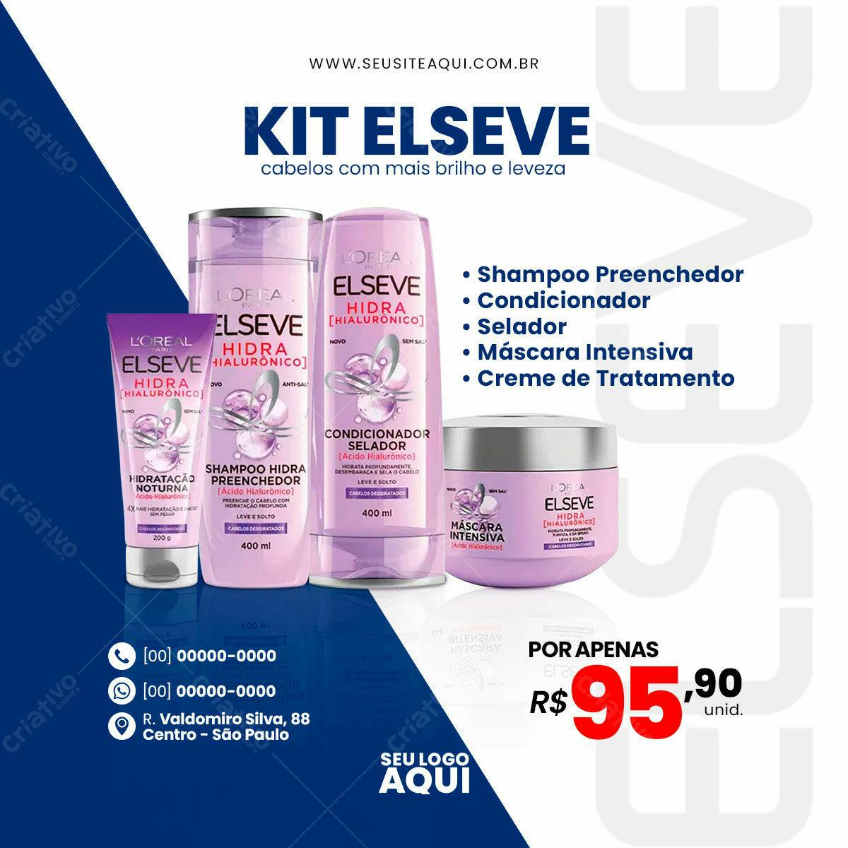 Flyer Kit Elseve Cabelos Hidratados PSD Editável